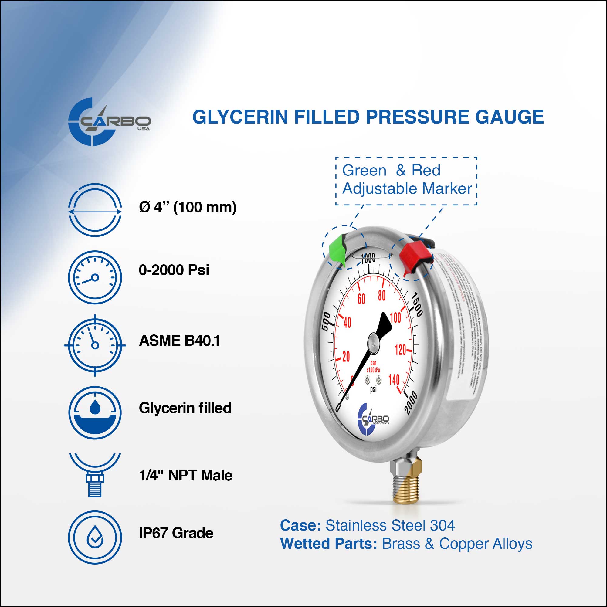 Liquid - All Stainless Steel Pressure Gauge(L40 Series)