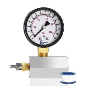 Gas Test Pressure Gauge, 15 Pound, Brass Valve