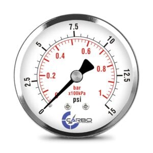 2-1/2" Pressure Gauge, Stainless Steel Case, Chrome Plated Brass Connection, Dry