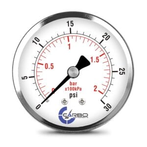 2-1/2" Pressure Gauge, Stainless Steel Case, Chrome Plated Brass Connection, Dry