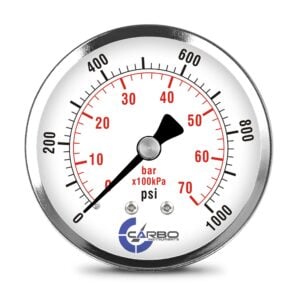 2-1/2" Pressure Gauge, Stainless Steel Case, Chrome Plated Brass Connection, Dry