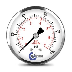 2-1/2" Pressure Gauge, Stainless Steel Case, Chrome Plated Brass Connection, Dry