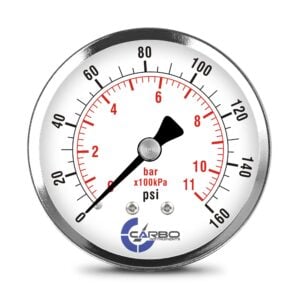 2-1/2" Pressure Gauge, Stainless Steel Case, Chrome Plated Brass Connection, Dry