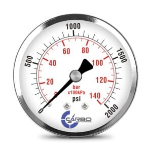2-1/2" Pressure Gauge, Stainless Steel Case, Chrome Plated Brass Connection, Dry