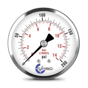 2-1/2" Pressure Gauge, Stainless Steel Case, Chrome Plated Brass Connection, Dry