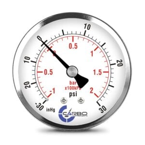 2-1/2" Pressure Gauge, Stainless Steel Case, Chrome Plated Brass Connection, Dry