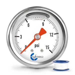 1-1/2" Fuel Pressure Gauge, Stainless Steel Case, Chrome Plated Brass Connection, Glycerin Filled