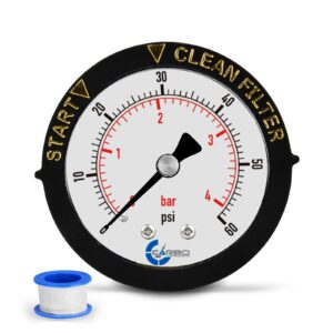 Water Pressure Gauge for Swimming Pool Filter, Spa, Aquarium, Plumbing Clean Filter Indicator with Dual Display, Brass Connection with Teflon
