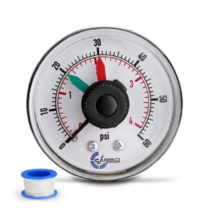 Pool Filter Gauge, Red Green Differential, Brass Connection with Teflon