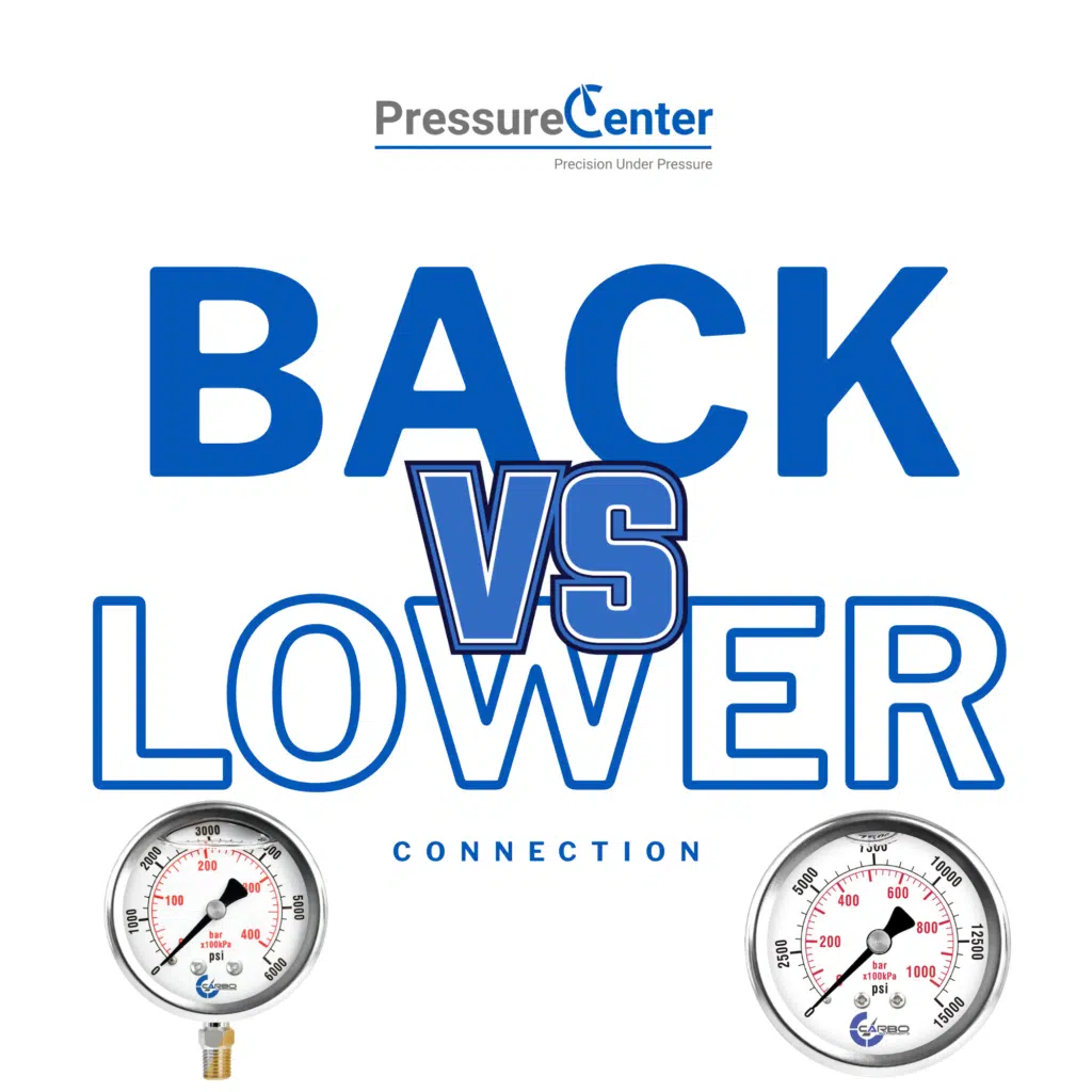 back vs lower connection pressure gauge
